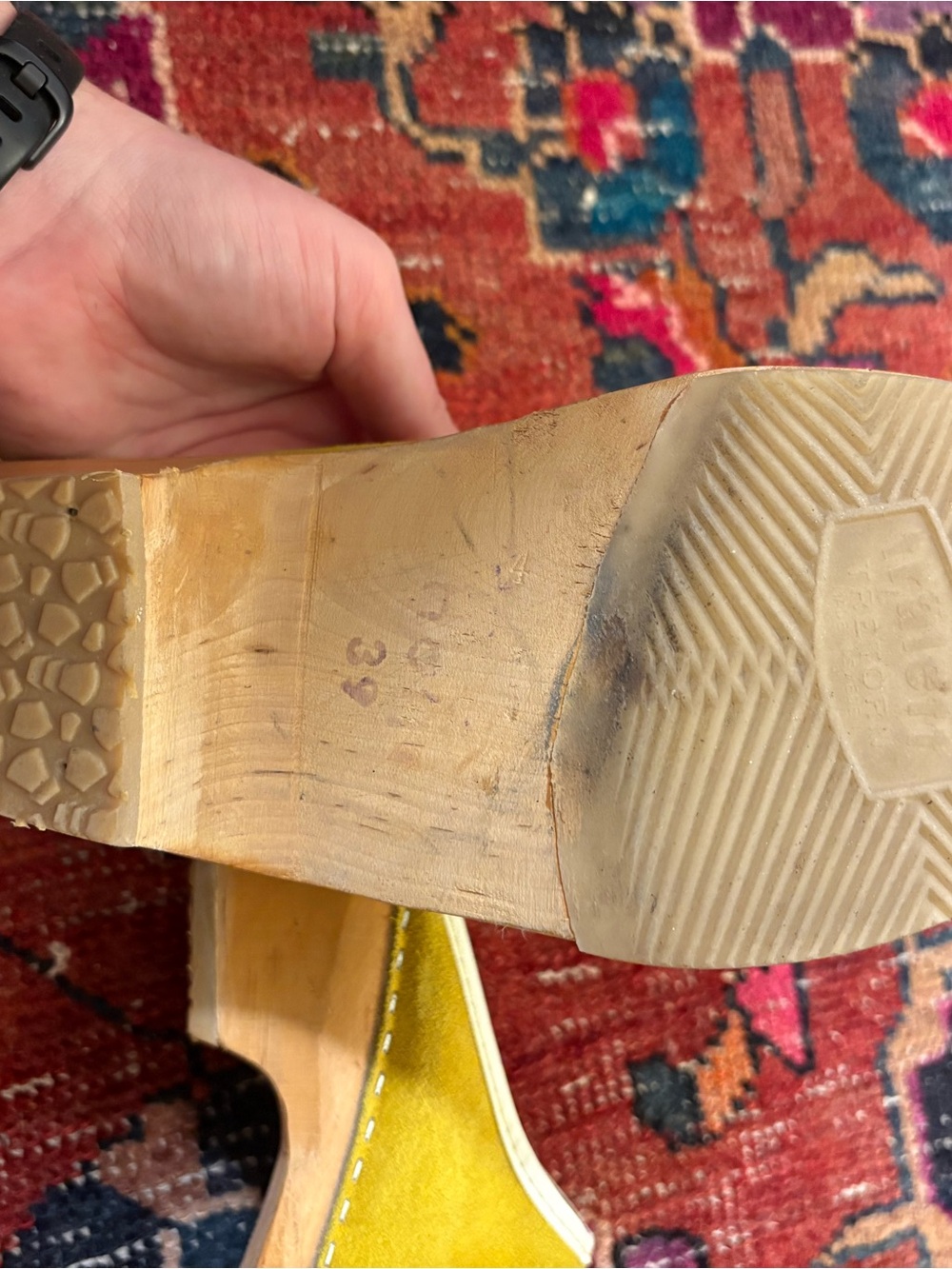Vintage Tretorn Swedish Yellow Suede Clog Mules - Picture 6 of 8